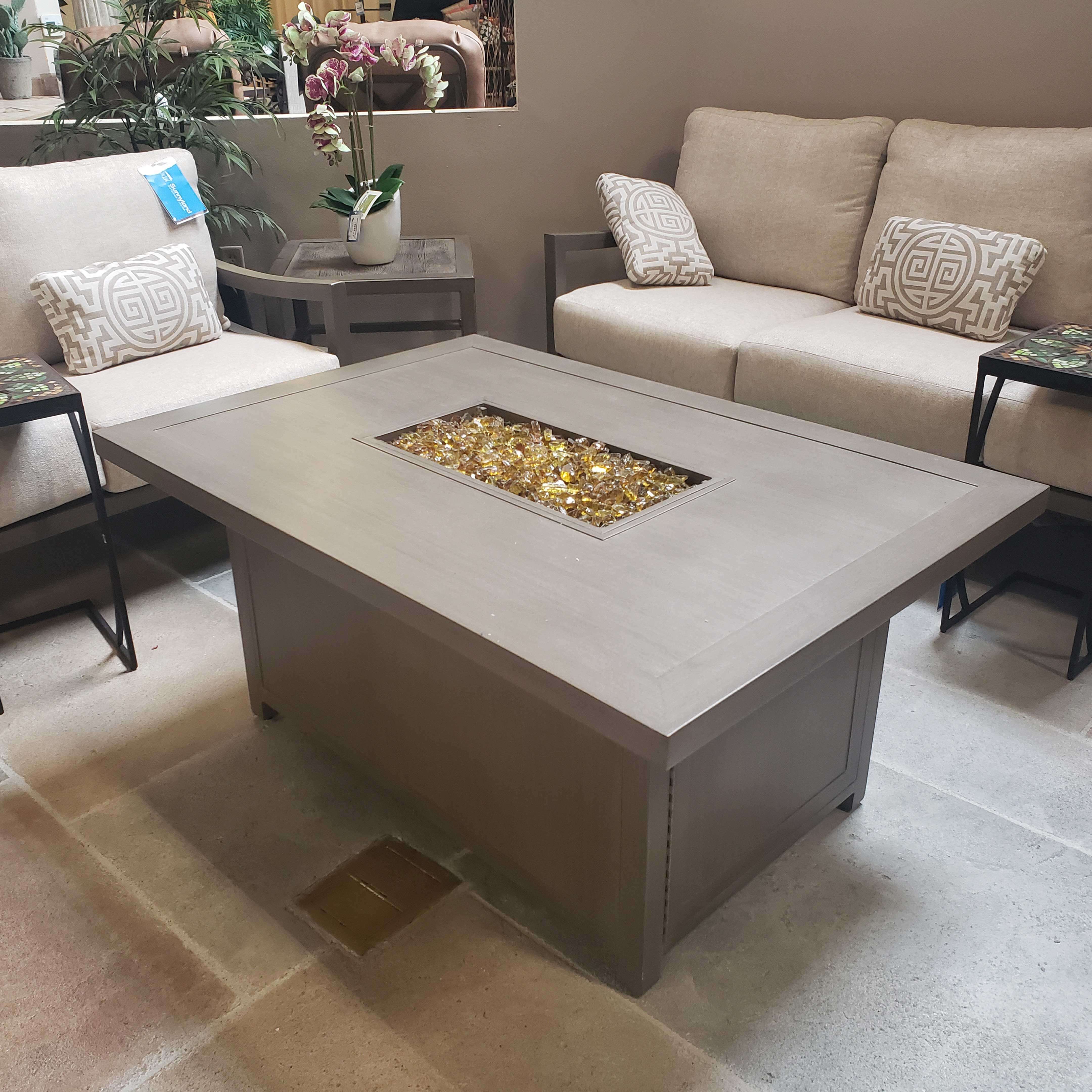 Castelle Moderna 52" Rectangle Fire Pit Coffee Table Fire & Heat